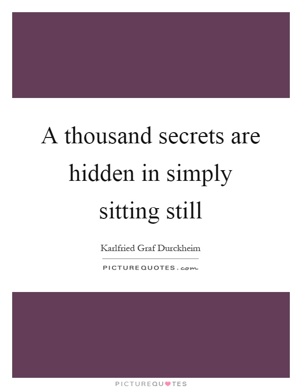 A thousand secrets are hidden in simply sitting still Picture Quote #1