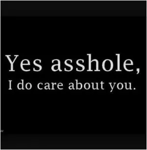 Yes asshole, I do care about you Picture Quote #1