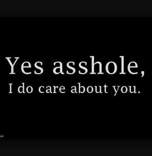 Yes asshole, I do care about you Picture Quote #1