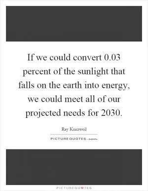 If we could convert 0.03 percent of the sunlight that falls on the earth into energy, we could meet all of our projected needs for 2030 Picture Quote #1