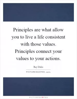 Principles are what allow you to live a life consistent with those values. Principles connect your values to your actions Picture Quote #1