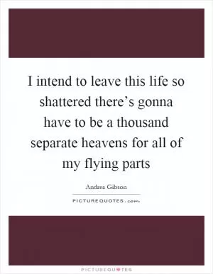 I intend to leave this life so shattered there’s gonna have to be a thousand separate heavens for all of my flying parts Picture Quote #1