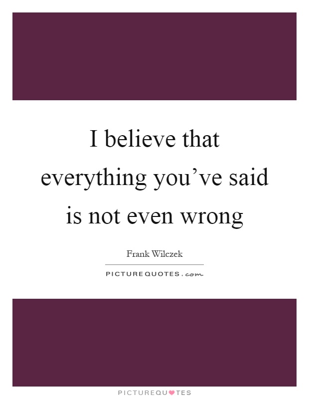 I believe that everything you've said is not even wrong Picture Quote #1