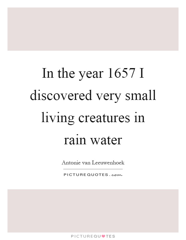 In the year 1657 I discovered very small living creatures in rain water Picture Quote #1