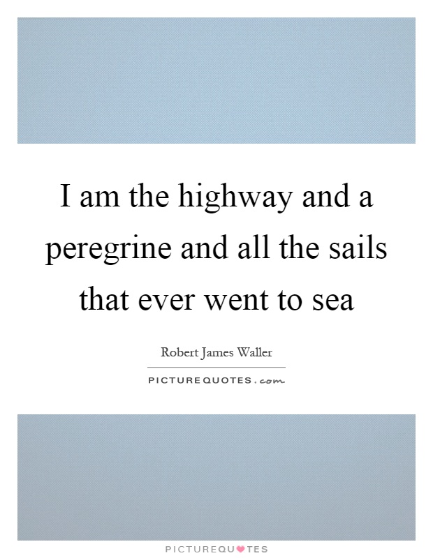 I am the highway and a peregrine and all the sails that ever went to sea Picture Quote #1
