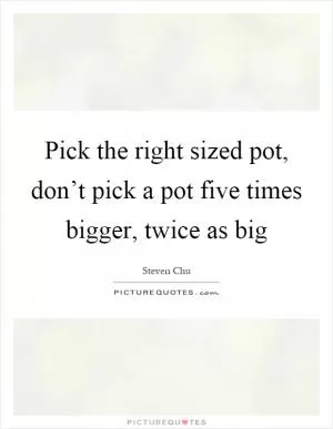 Pick the right sized pot, don’t pick a pot five times bigger, twice as big Picture Quote #1