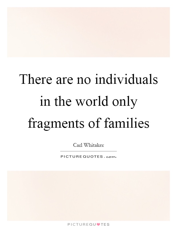 There are no individuals in the world only fragments of families Picture Quote #1