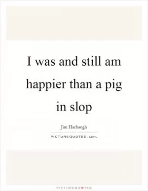 I was and still am happier than a pig in slop Picture Quote #1