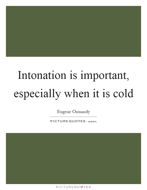 Intonation is important, especially when it is cold Picture Quote #1