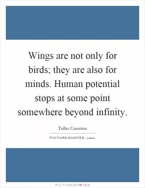 Wings are not only for birds; they are also for minds. Human potential stops at some point somewhere beyond infinity Picture Quote #1