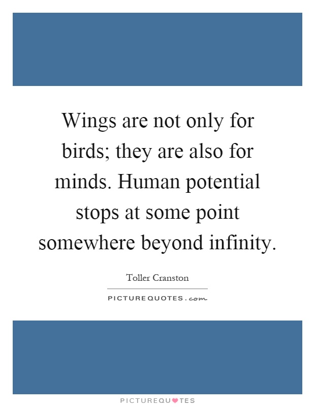 Wings are not only for birds; they are also for minds. Human potential stops at some point somewhere beyond infinity Picture Quote #1