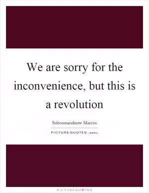 We are sorry for the inconvenience, but this is a revolution Picture Quote #1