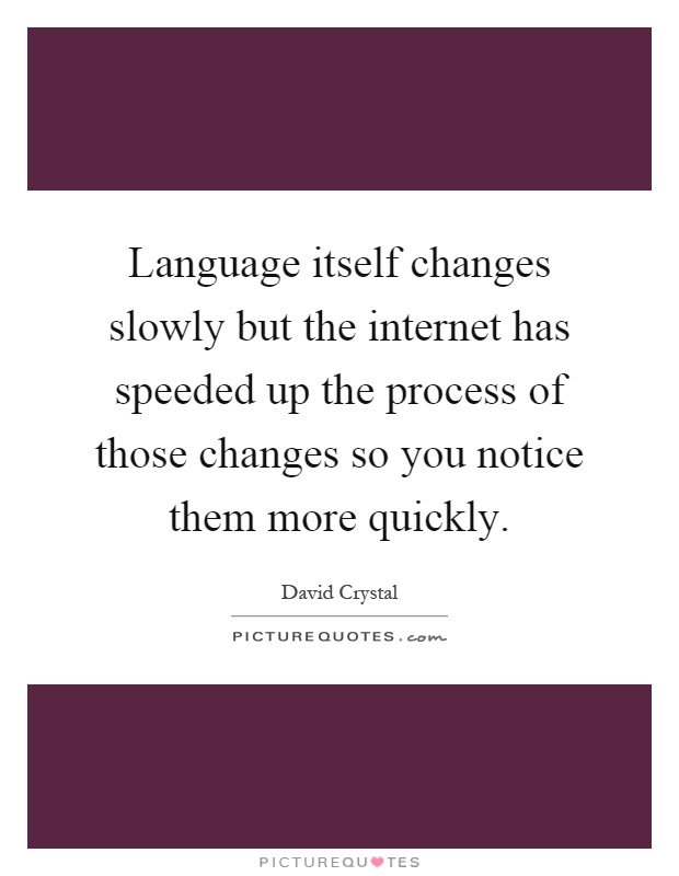 Language itself changes slowly but the internet has speeded up the process of those changes so you notice them more quickly Picture Quote #1