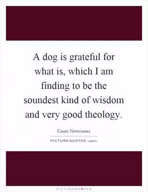 A dog is grateful for what is, which I am finding to be the soundest kind of wisdom and very good theology Picture Quote #1