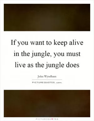 If you want to keep alive in the jungle, you must live as the jungle does Picture Quote #1