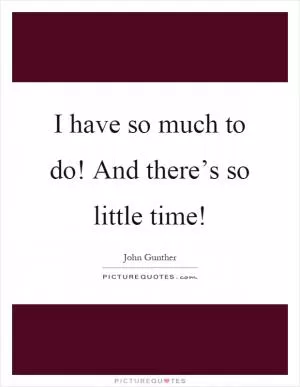 I have so much to do! And there’s so little time! Picture Quote #1