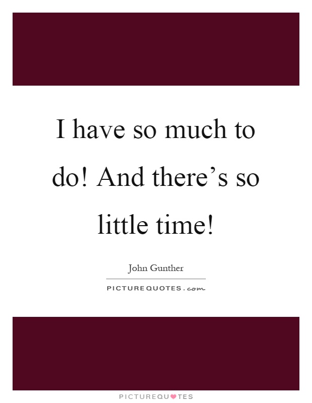 I have so much to do! And there's so little time! Picture Quote #1