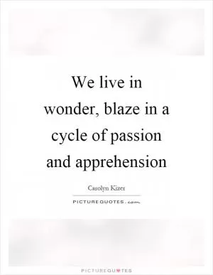 We live in wonder, blaze in a cycle of passion and apprehension Picture Quote #1
