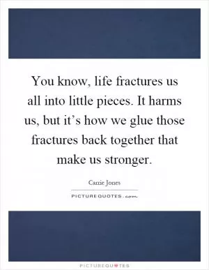 You know, life fractures us all into little pieces. It harms us, but it’s how we glue those fractures back together that make us stronger Picture Quote #1