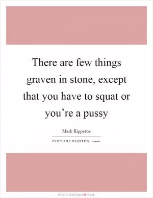 There are few things graven in stone, except that you have to squat or you’re a pussy Picture Quote #1