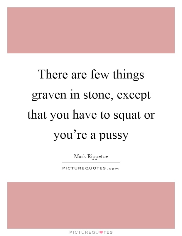 There are few things graven in stone, except that you have to squat or you're a pussy Picture Quote #1