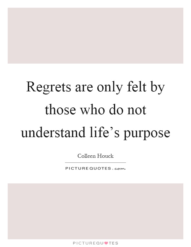 Regrets are only felt by those who do not understand life's purpose Picture Quote #1