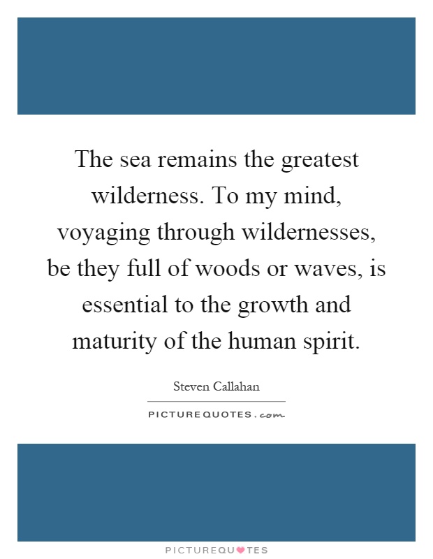 The sea remains the greatest wilderness. To my mind, voyaging through wildernesses, be they full of woods or waves, is essential to the growth and maturity of the human spirit Picture Quote #1