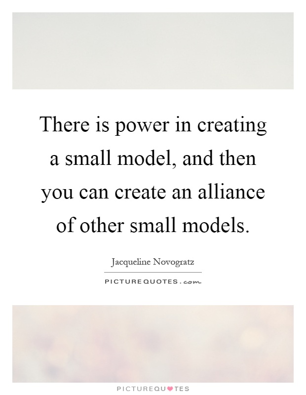 There is power in creating a small model, and then you can create an alliance of other small models Picture Quote #1
