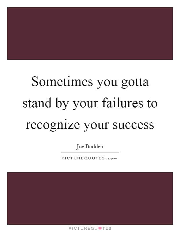 Sometimes you gotta stand by your failures to recognize your success Picture Quote #1