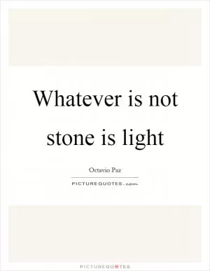 Whatever is not stone is light Picture Quote #1