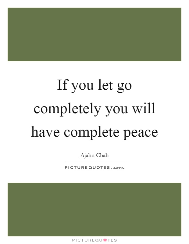 If you let go completely you will have complete peace Picture Quote #1