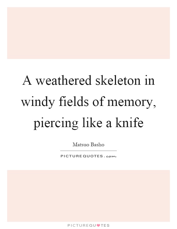 A weathered skeleton in windy fields of memory, piercing like a knife Picture Quote #1