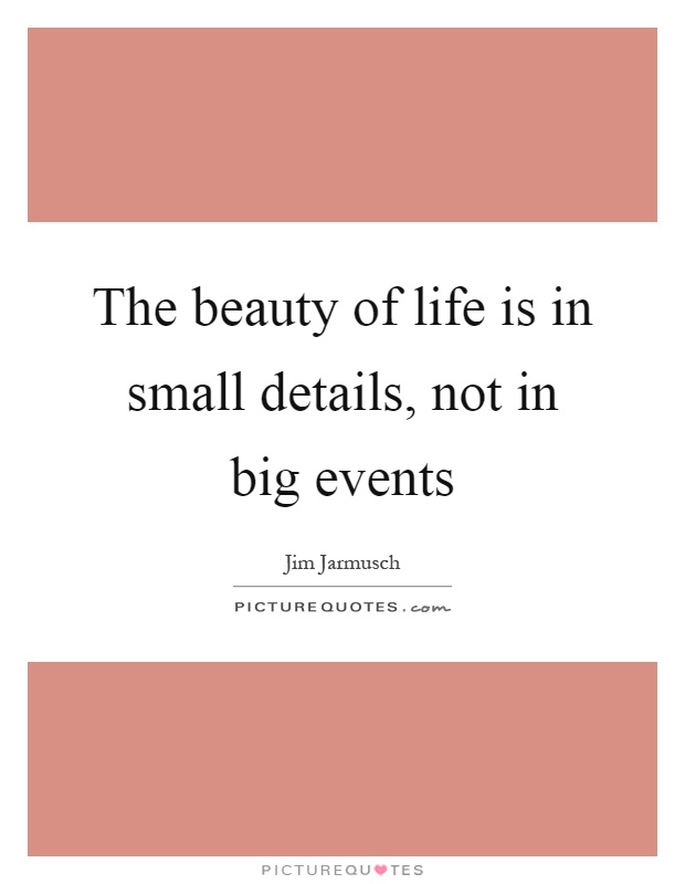 The beauty of life is in small details, not in big events Picture Quote #1