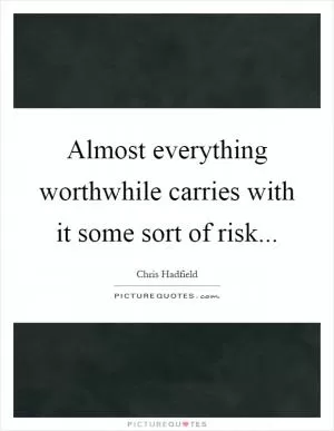 Almost everything worthwhile carries with it some sort of risk Picture Quote #1
