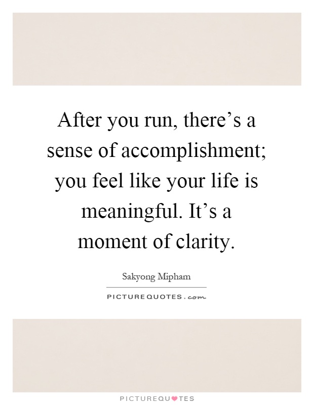 After you run, there's a sense of accomplishment; you feel like your life is meaningful. It's a moment of clarity Picture Quote #1