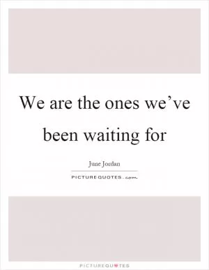 We are the ones we’ve been waiting for Picture Quote #1