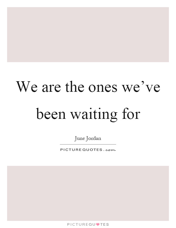 We are the ones we've been waiting for Picture Quote #1