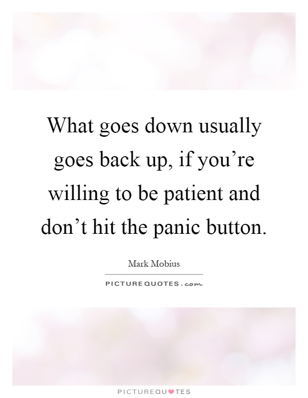 What goes down usually goes back up, if you're willing to be patient and don't hit the panic button Picture Quote #1