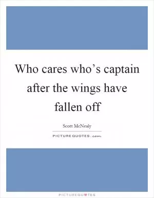 Who cares who’s captain after the wings have fallen off Picture Quote #1