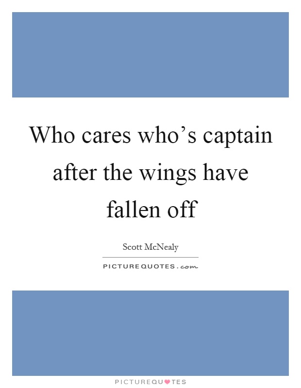 Who cares who's captain after the wings have fallen off Picture Quote #1
