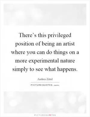 There’s this privileged position of being an artist where you can do things on a more experimental nature simply to see what happens Picture Quote #1