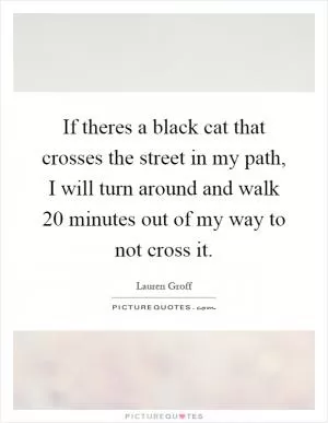 If theres a black cat that crosses the street in my path, I will turn around and walk 20 minutes out of my way to not cross it Picture Quote #1