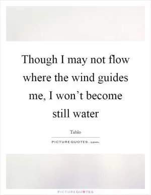 Though I may not flow where the wind guides me, I won’t become still water Picture Quote #1