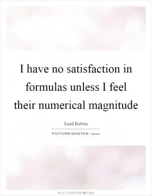 I have no satisfaction in formulas unless I feel their numerical magnitude Picture Quote #1