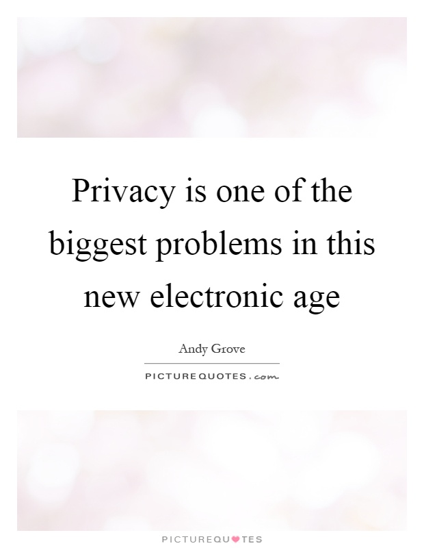 Privacy is one of the biggest problems in this new electronic age Picture Quote #1