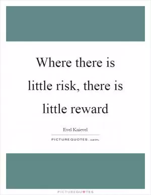 Where there is little risk, there is little reward Picture Quote #1