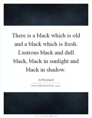 There is a black which is old and a black which is fresh. Lustrous black and dull black, black in sunlight and black in shadow Picture Quote #1