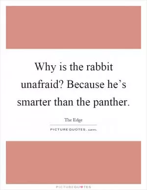 Why is the rabbit unafraid? Because he’s smarter than the panther Picture Quote #1