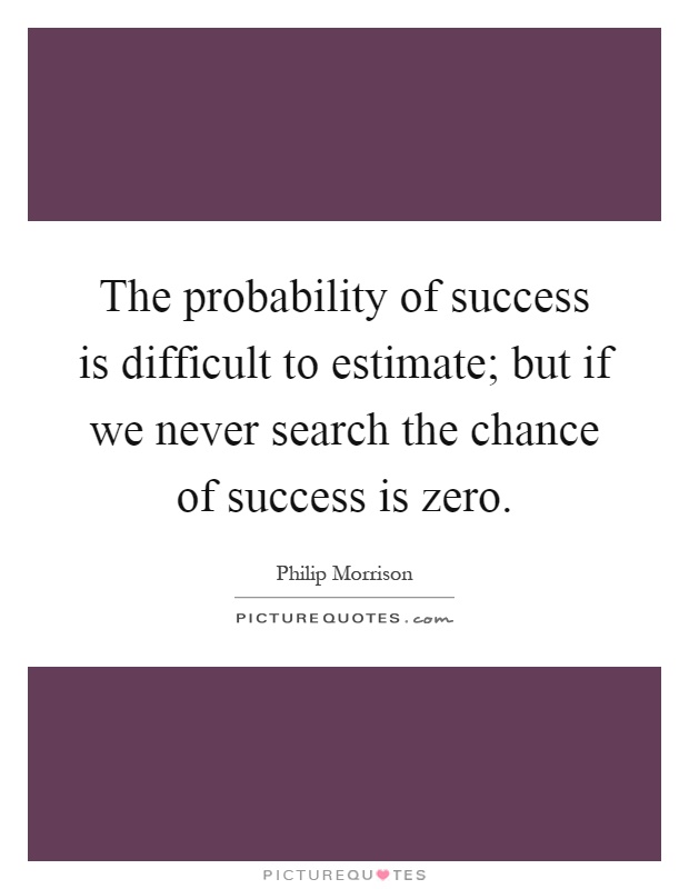 The probability of success is difficult to estimate; but if we never search the chance of success is zero Picture Quote #1