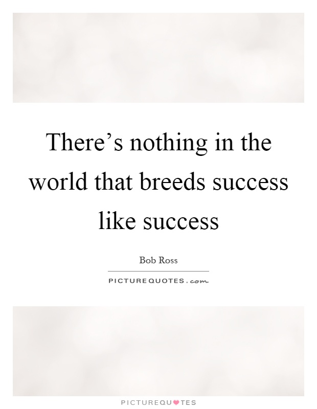 There's nothing in the world that breeds success like success Picture Quote #1